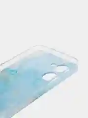 Светло-синий силиконовый чехол на Realme C33 / Реалми С33 прозрачный, с рисунком, защита камеры
