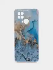 Голубой чехол на Xiaomi Redmi 10C / Сяоми Редми 10С прозрачный, с рисунком, защита камеры