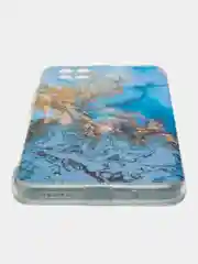 Голубой чехол на Xiaomi Redmi 10C / Сяоми Редми 10С прозрачный, с рисунком, защита камеры