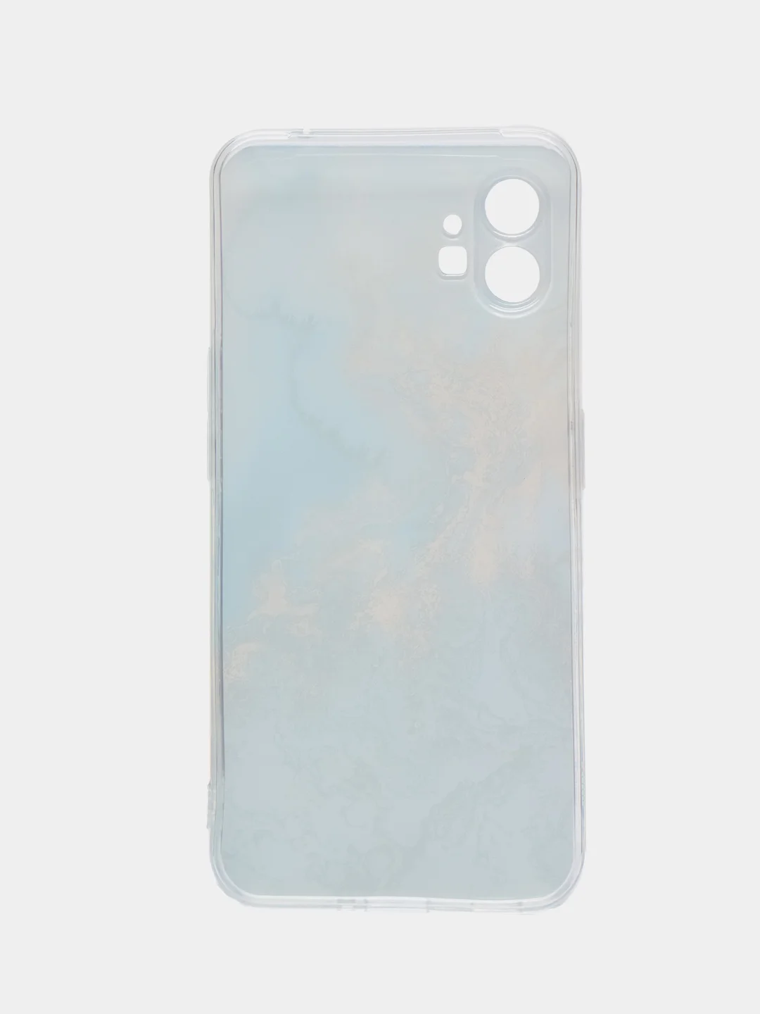 Голубой силиконовый чехол на Nothing Phone 1 / Нотинг Фон 1 прозрачный, с рисунком, защита камеры