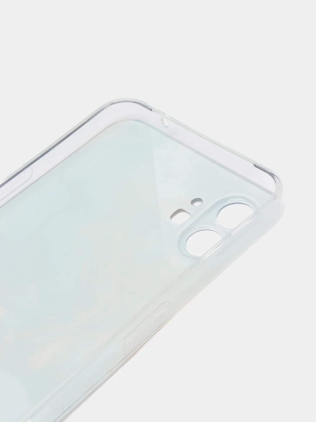 Голубой силиконовый чехол на Nothing Phone 1 / Нотинг Фон 1 прозрачный, с рисунком, защита камеры
