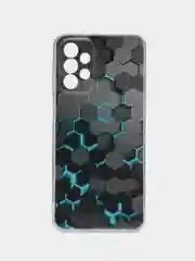Бирюзовый чехол силиконовый на Samsung Galaxy A23 / Самсунг А23 прозрачный с рисунком, защита камеры