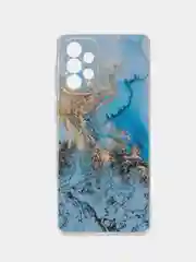 Голубой чехол на Samsung Galaxy A73 / Галакси А73 прозрачный, с рисунком, защита камеры
