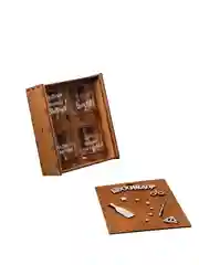 Подарочный набор: 4 бокала для виски "Бухля", с 3D гравировкой, в деревянной коробке
