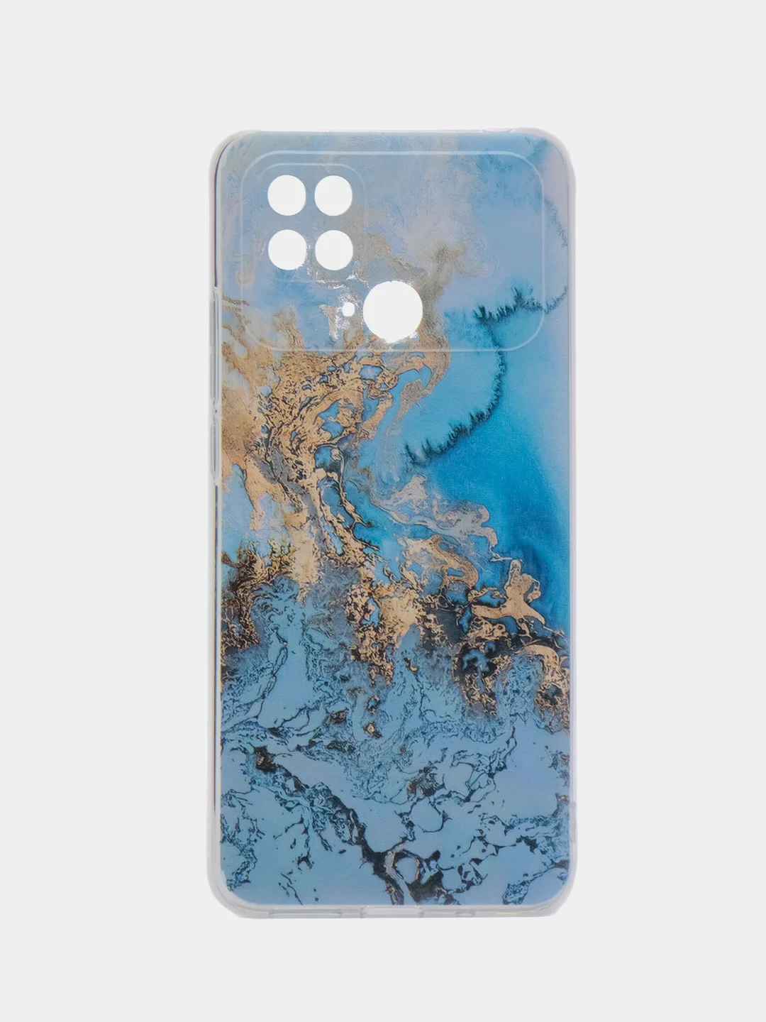 Голубой силиконовый чехол на Xiaomi Poco C40 / Сяоми Поко С40 прозрачный с рисунком, защита камеры