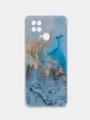 Голубой силиконовый чехол на Xiaomi Poco C40 / Сяоми Поко С40 прозрачный с рисунком, защита камеры