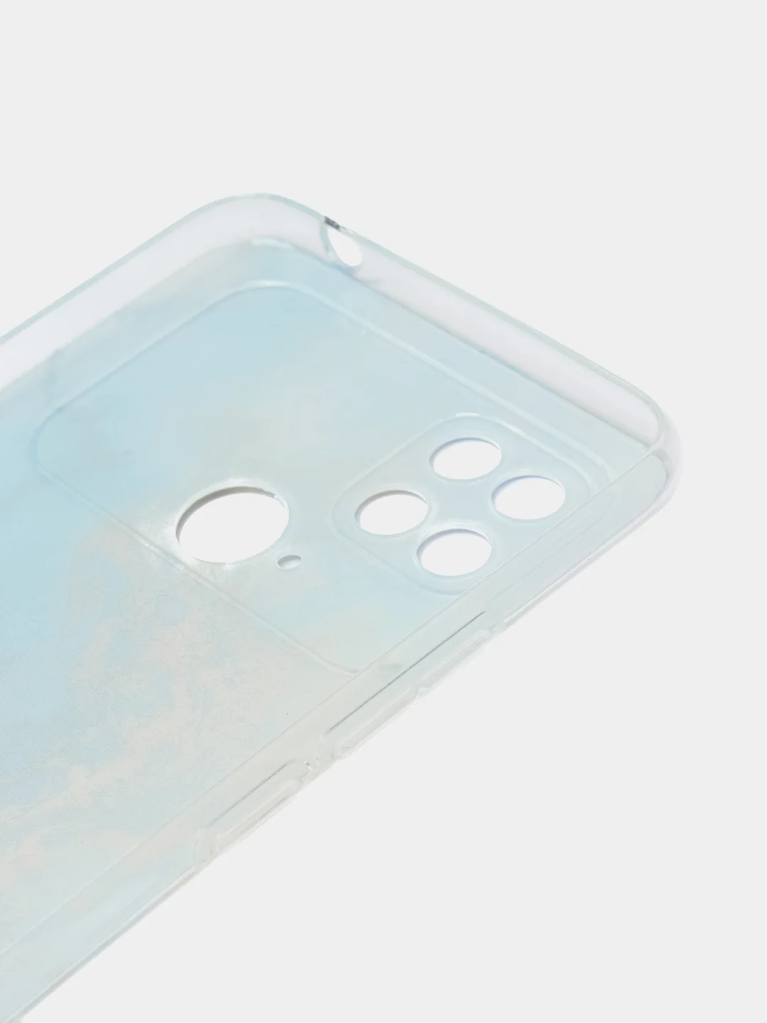 Голубой силиконовый чехол на Xiaomi Poco C40 / Сяоми Поко С40 прозрачный с рисунком, защита камеры