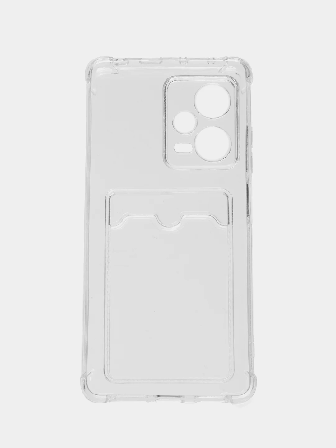Прозрачный чехол силиконовый для Xiaomi Redmi Note 12 Pro + (Plus) (Сяоми Нот 12 Про Плюс), с карманом для карт, прозрачный