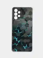 Бирюзовый чехол на Samsung Galaxy A73 / Галакси А73 прозрачный, с рисунком, защита камеры