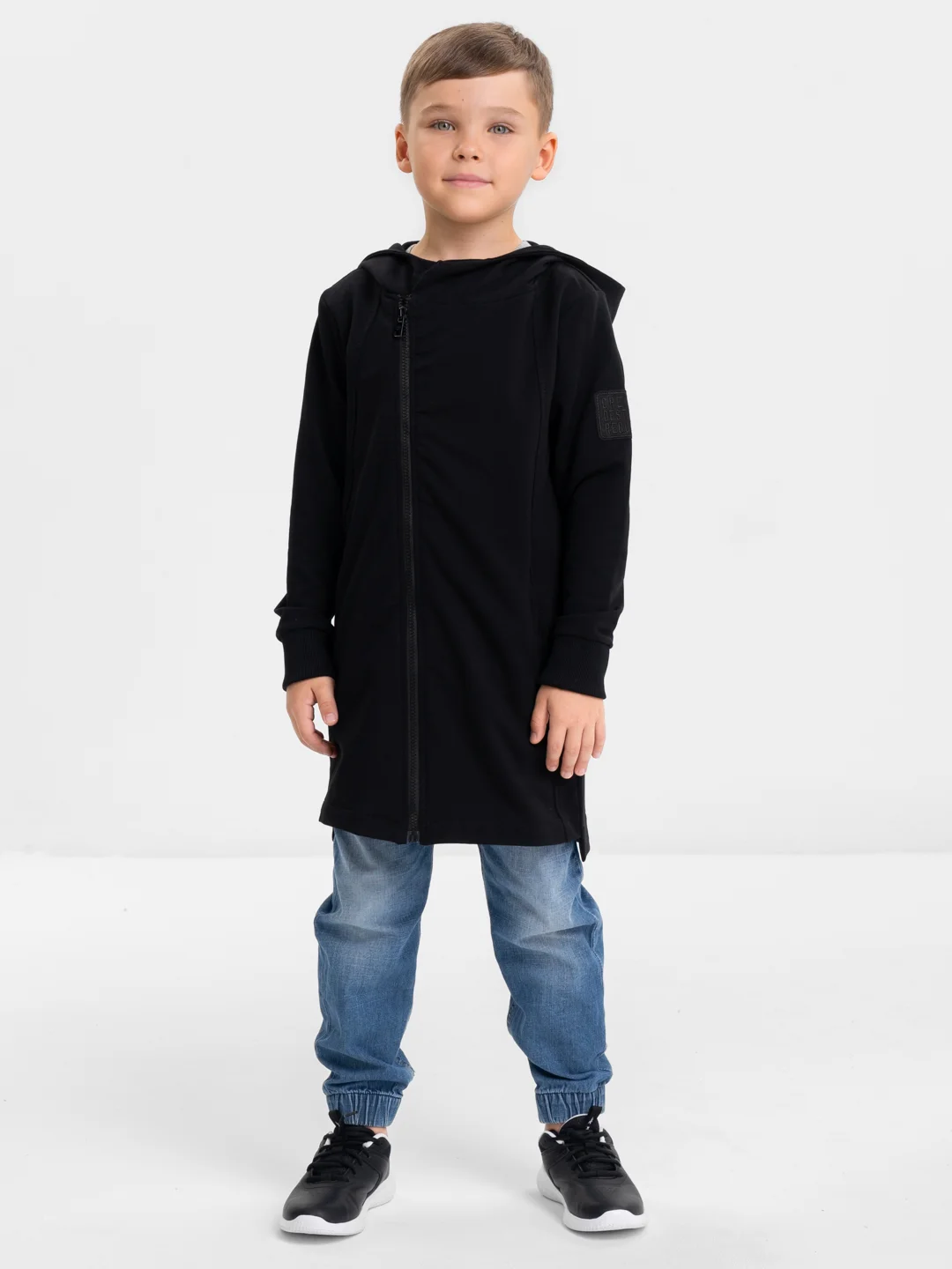 Черный толстовка удлиненная Mini Maxi с капюшоном