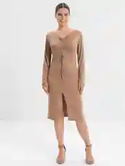 Бежевый меланж платье