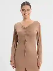 Бежевый меланж платье