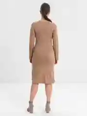 Бежевый меланж платье