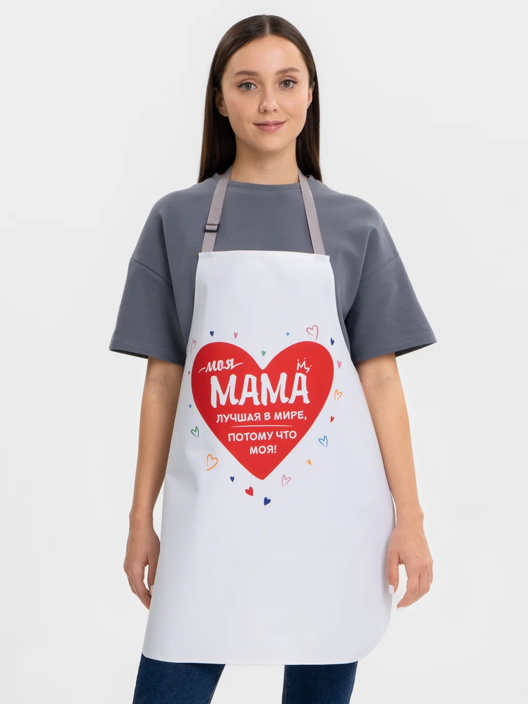 Кораллово-розовый фартук Маме, 4 вида