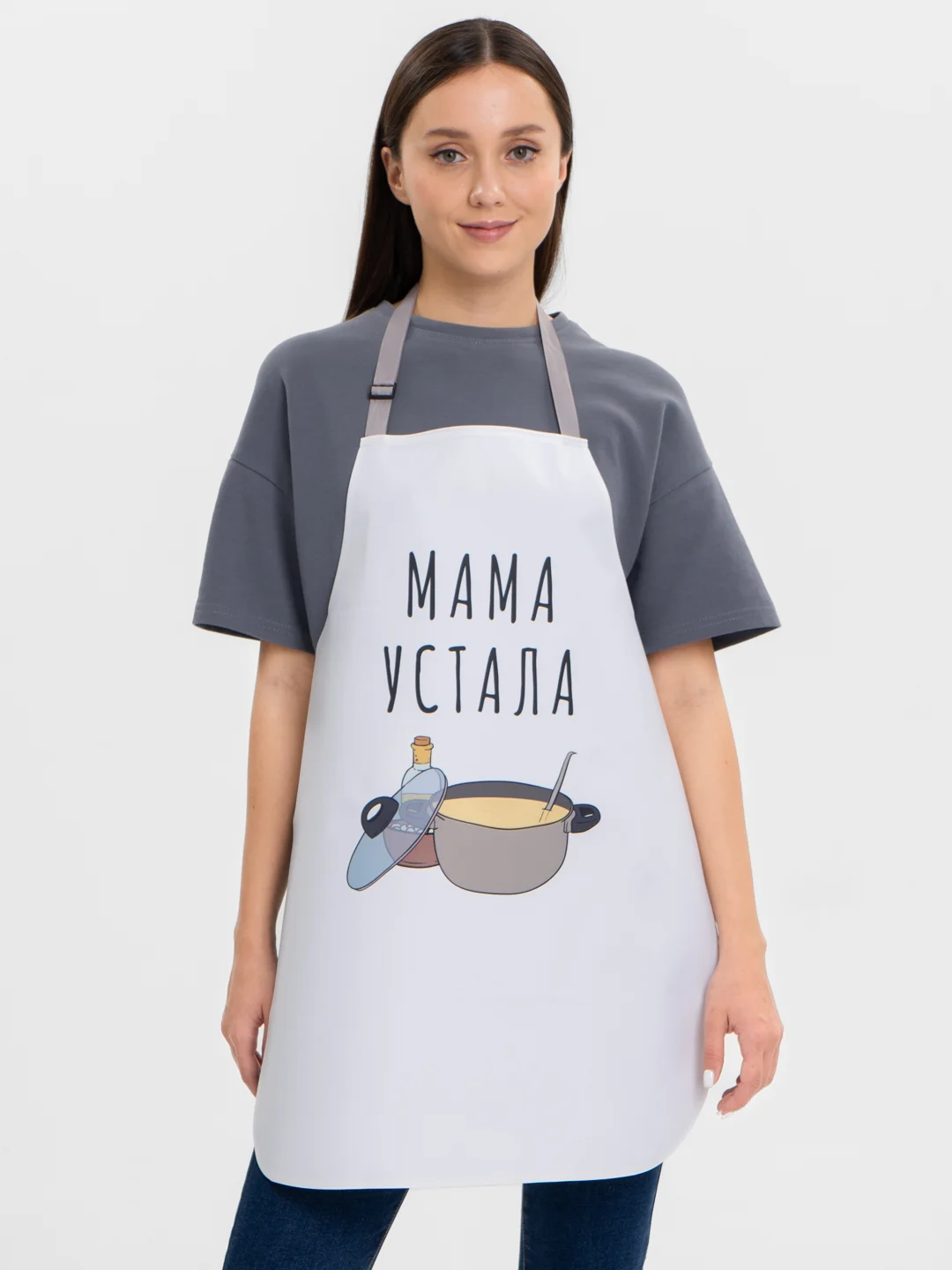 Серый фартук Маме, 4 вида