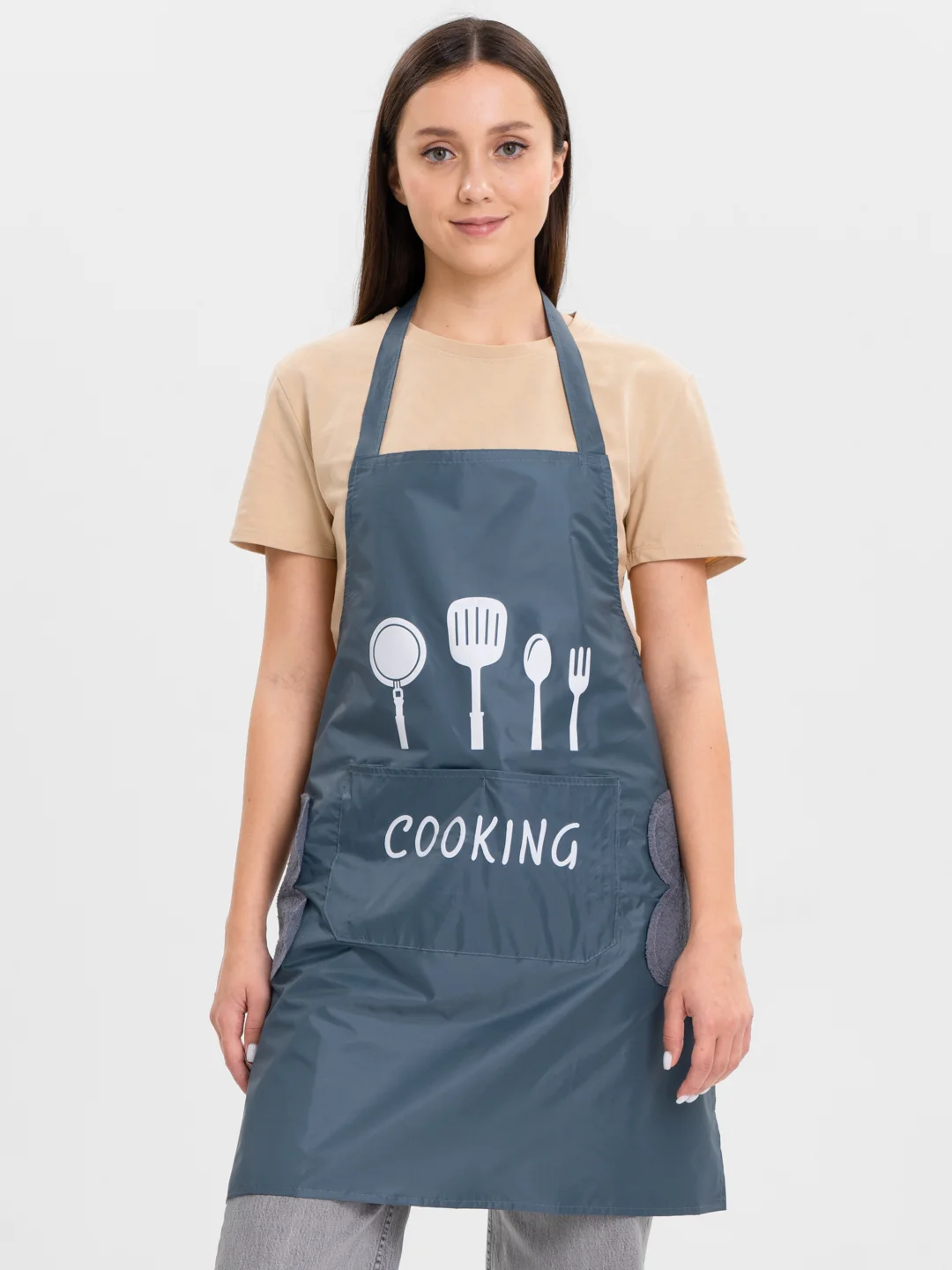 Тёмно-бирюзовый фартук кухонный COOKING