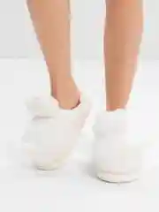 Белый тапочки домашние теплые, "Котики"