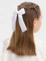 Золотой бант белый на зажиме 1шт, школьный бант, бантик для волос
