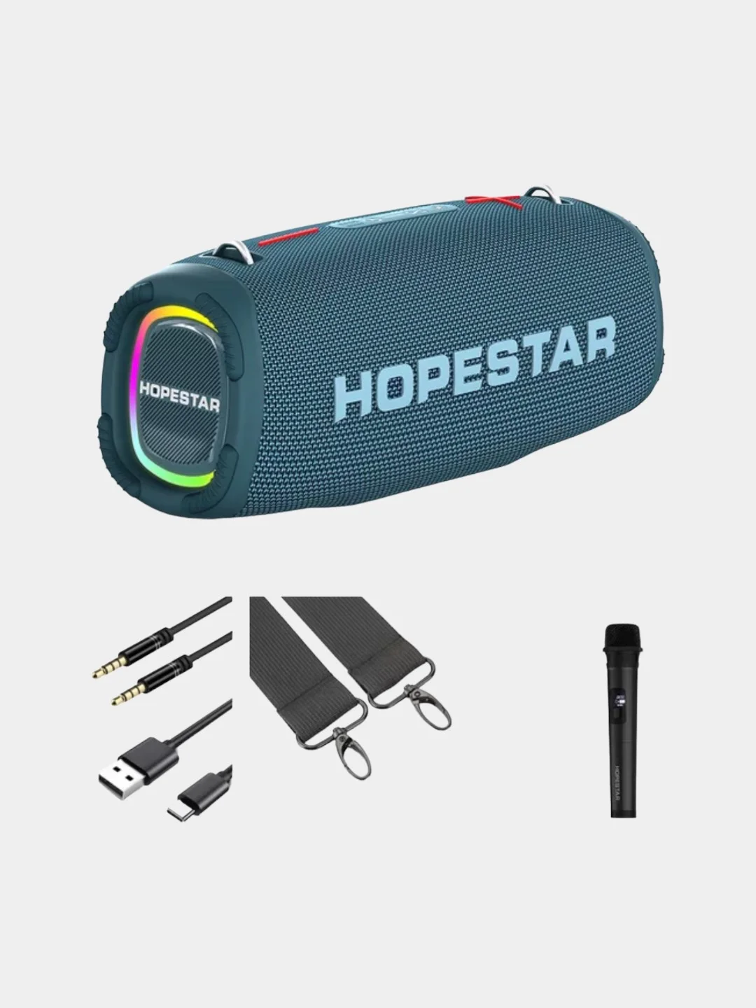 Зелёный хаки портативная акустика Hopestar A6Max 80W с микрофоном