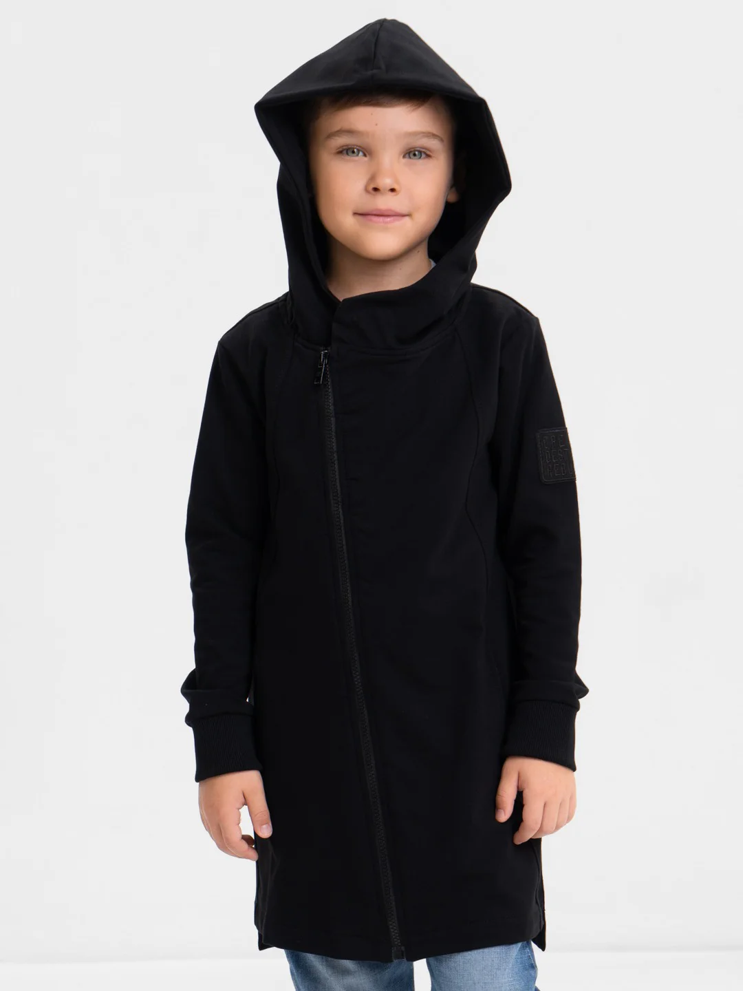 Черный толстовка удлиненная Mini Maxi с капюшоном