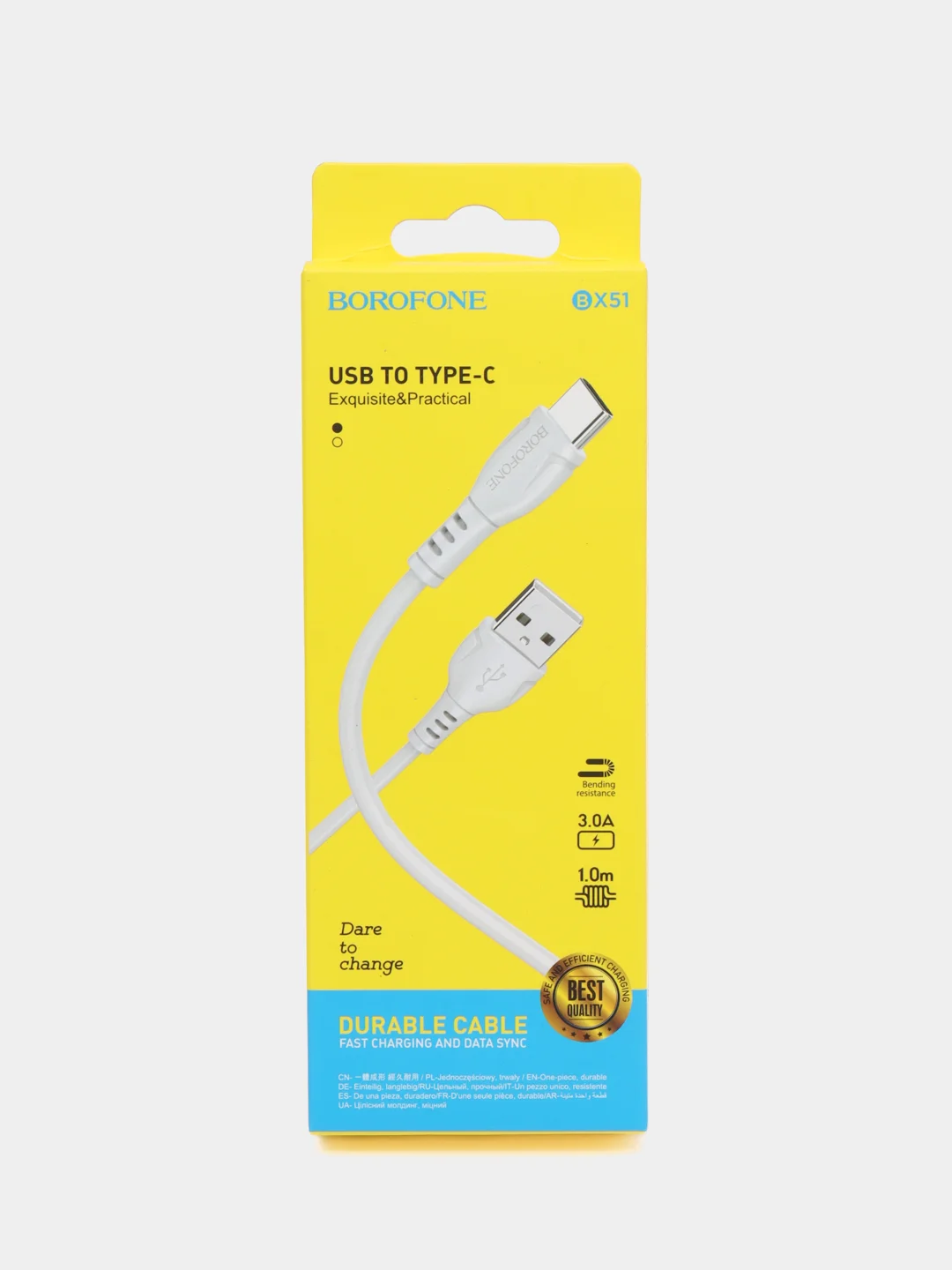 Белый кабель для зарядки телефона iPhone и Android BX51, 1 м / 3 типа разъема