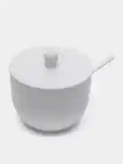 Белый сахарница с ложкой, белая