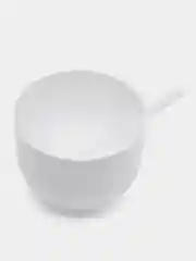 Белый сахарница с ложкой, белая