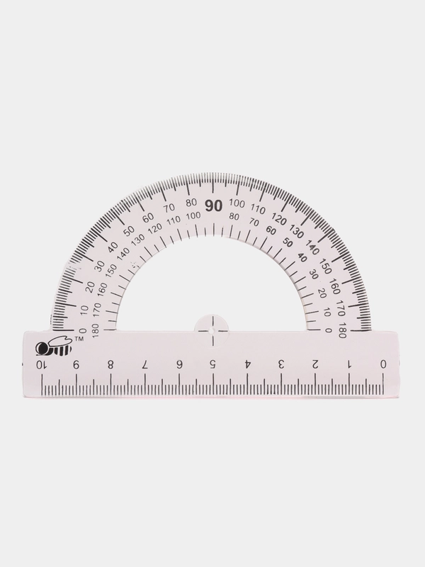 Транспортир, 180 град., 10 см, пластик, разные цвета