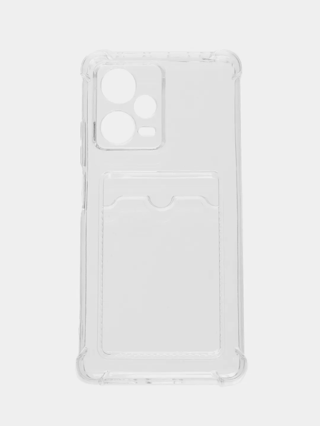 Чехол силиконовый для Xiaomi Redmi Note 12 Pro + (Plus) (Сяоми Нот 12 Про Плюс), с карманом для карт, прозрачный