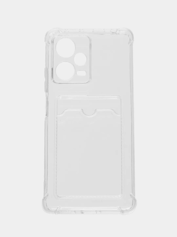 Чехол силиконовый для Xiaomi Redmi Note 12 Pro + (Plus) (Сяоми Нот 12 Про Плюс), с карманом для карт, прозрачный