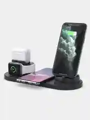 Черный беспроводная зарядка док-станция для iPhone, Android, iWatch и AirPods