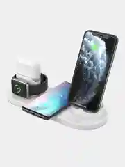 Белый беспроводная зарядка док-станция для iPhone, Android, iWatch и AirPods