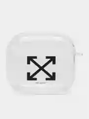 Серый металлик чехол для наушников Apple AirPods 3 силиконовый прозрачный принт Nike / Найк