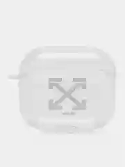 Серый металлик чехол для наушников Apple AirPods 3 силиконовый прозрачный принт Nike / Найк
