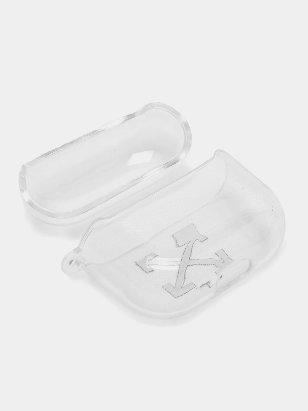 Серый металлик чехол для наушников Apple AirPods 3 силиконовый прозрачный принт Nike / Найк