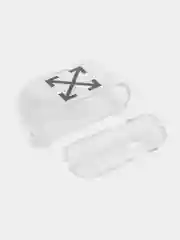 Серый металлик чехол для наушников Apple AirPods 3 силиконовый прозрачный принт Nike / Найк