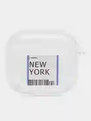 Светло-синий чехол для наушников Apple AirPods 3 силиконовый прозрачный принт Nike / Найк