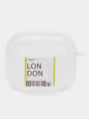 Светло-жёлтый чехол для наушников Apple AirPods 3 силиконовый прозрачный принт Nike / Найк