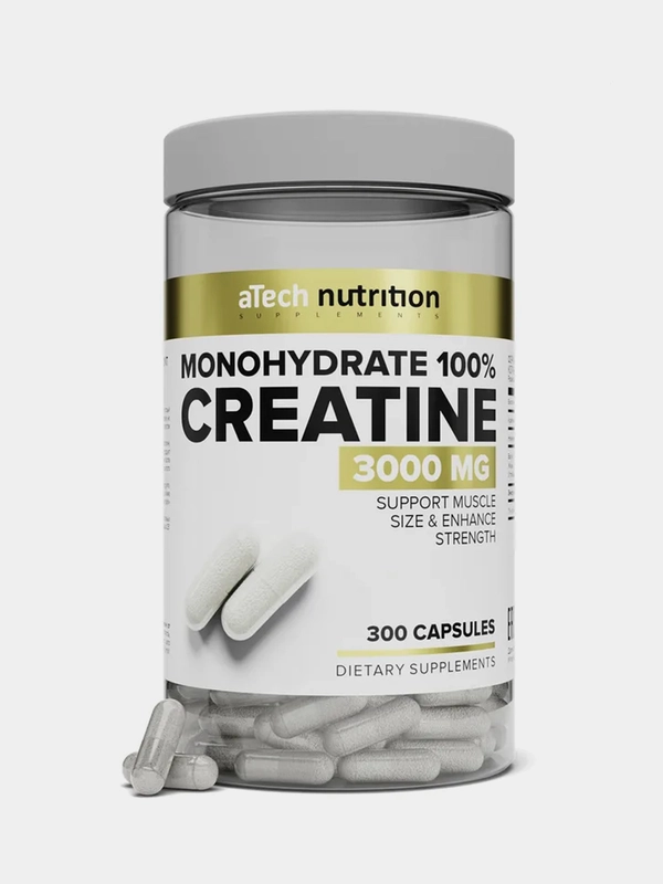 Креатин, Creatin monohydrate 100%, ATech nutrition, 300 капс