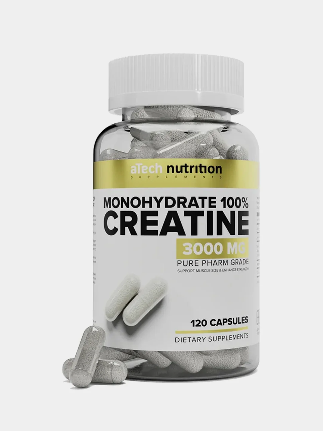 Креатин CREATINE MONOHYDRATE 100%, ATech nutrition, 120 капс