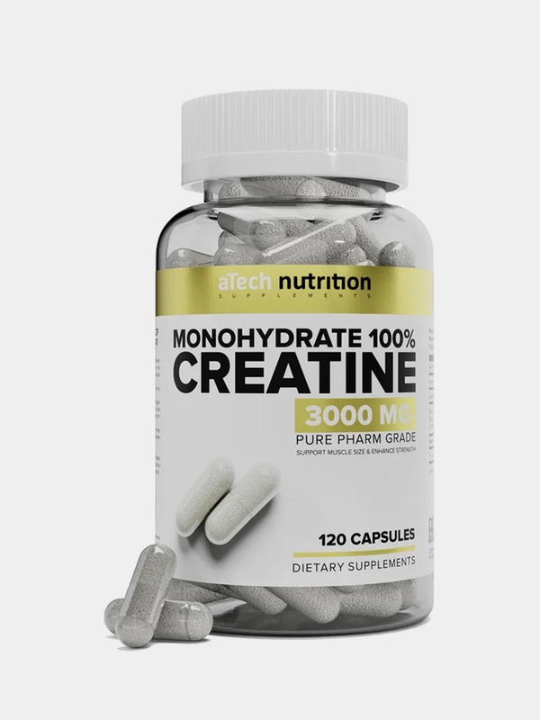 Креатин CREATINE MONOHYDRATE 100%, ATech nutrition, 120 капс