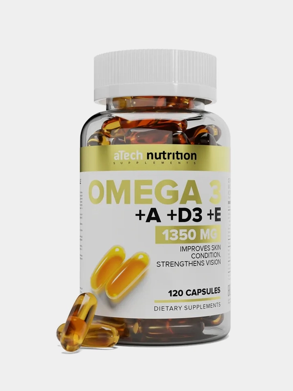 БАД ОМЕГА 3 +А+Д3+Е, ATech nutrition, 120капс купить по цене 744 ₽ в ...