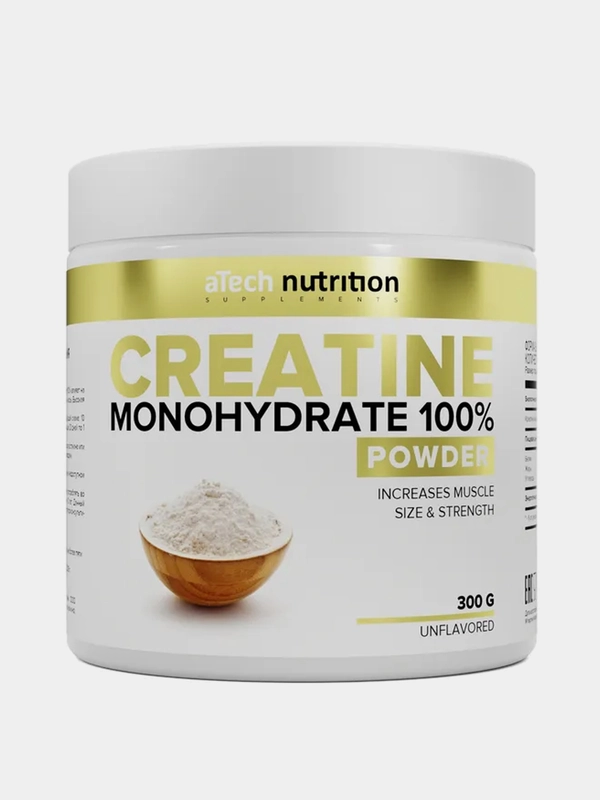 Креатин, Creatin monohydrate 100%, aTech Nutrition без вкуса, 300г