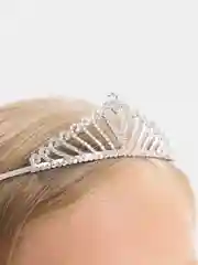 Серебряный диадема, корона, ободок со стразами, с гребешком
