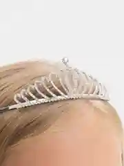 Серый диадема, корона, ободок со стразами, с гребешком