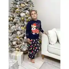 Синий пижама для девочки и мальчика/новогодняя пижама/пижама детская