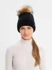 Черный шапка шерстяная женская с помпоном Paola Belleza, 3 цвета