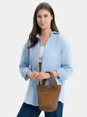 Коричневый холщовая женская сумка с вышивкой мишки