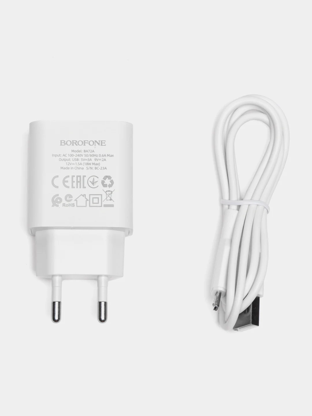 Быстрая зарядка micro BA72A Spring QC3.0, набор с кабелем Micro-USB, СЗУ, быстрая зарядка