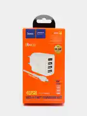 Зарядное устройство 4USB Hoco C102A + кабель, 1 м, Micro-USB, 28.5W, быстрая зарядка